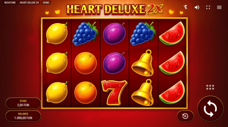 Heart Deluxe 2x - skrini ya mchezo na reels 5×3